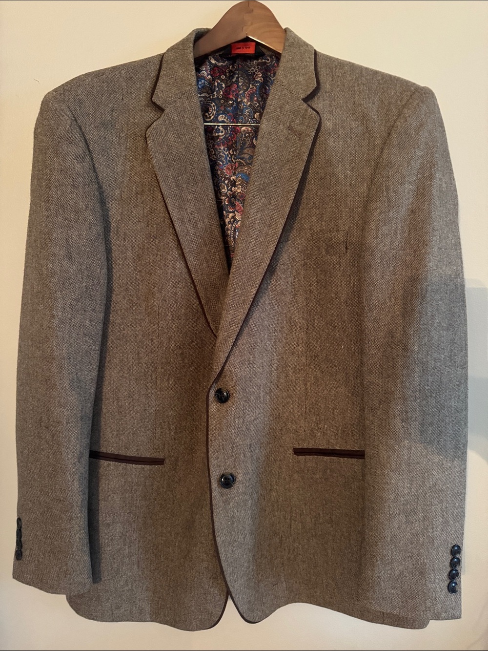 Linea Uimo Men’s Brown Wool Tweed Blend Blazer - Classic Tailored Sport Coat